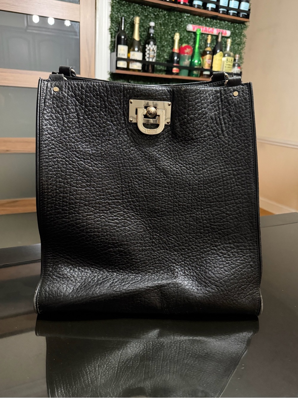 Donna Karan New York DKNY Black Pebbled Tote and Shoulder Bag